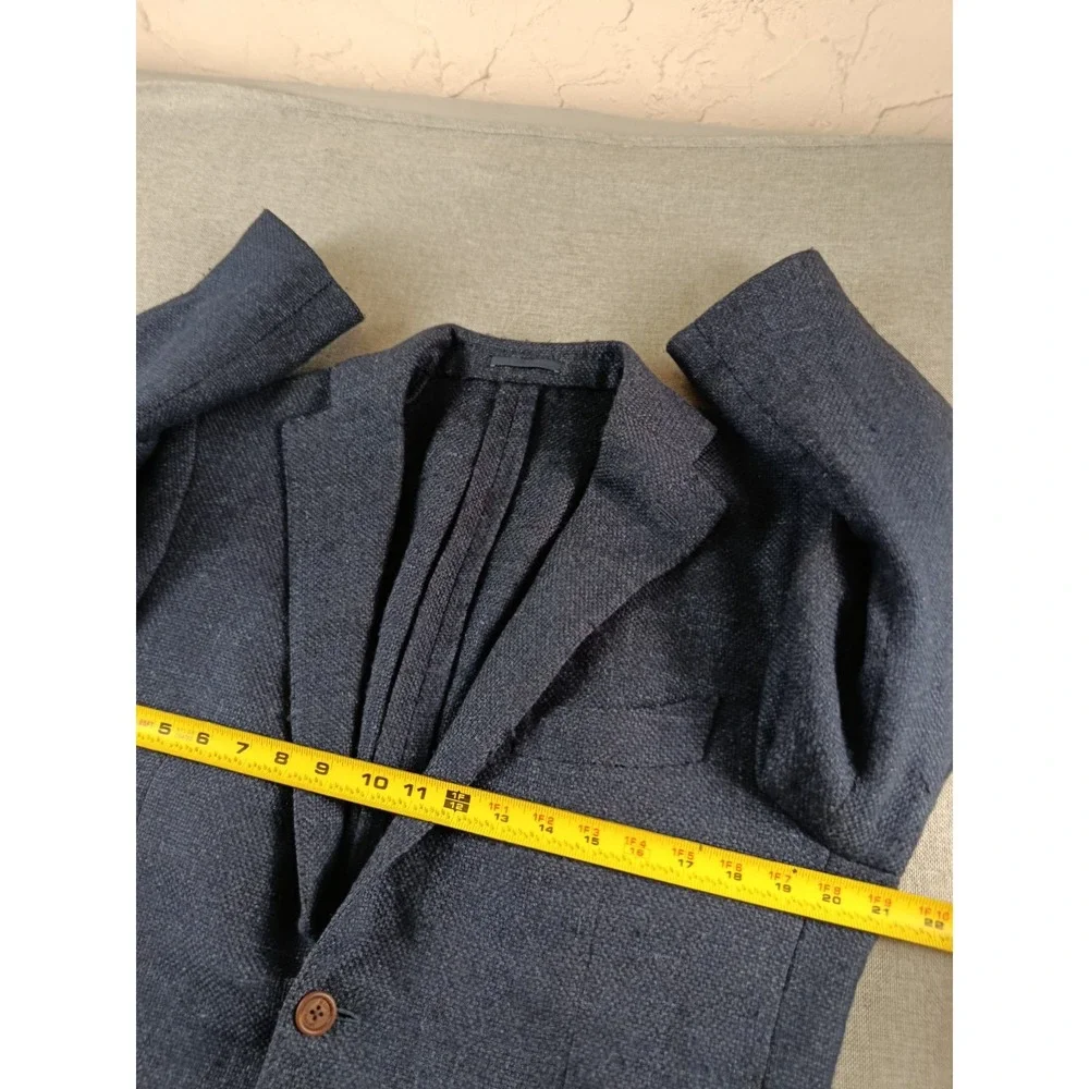 Proper Cloth Blazer Mens 40 R Blue Wool Cashmere Silk Linen Jacket Halg Lined